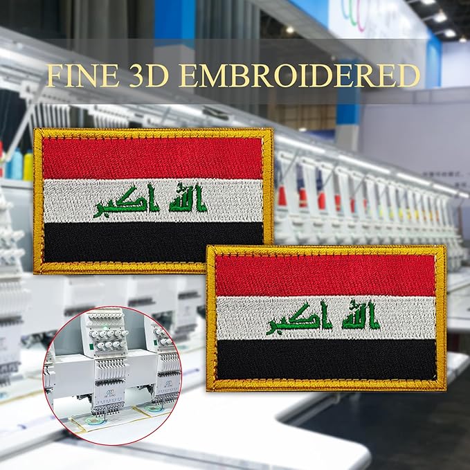 EmWoot 2PCS Iraq Flag Patch Embroidered Morale Patch Military Tactical Patches Hook and Loop