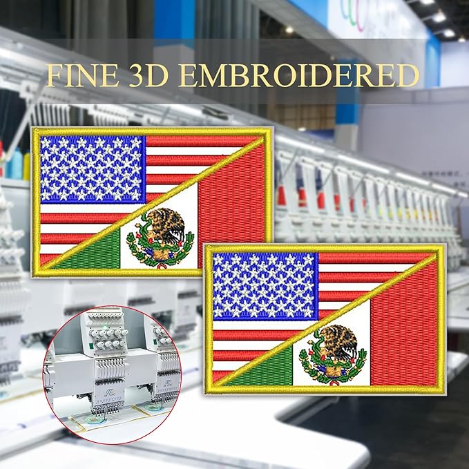 EmWoot 2PCS American Mexican Flag Patch Embroidered Morale Patch Military Tactical Patches Hook and Loop Applique Fastener
