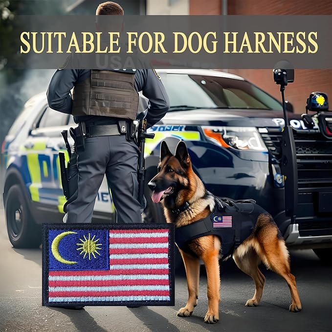 EmWoot 2PCS Malaysia Flag Patch Embroidered Morale Patch Military Tactical Patches Hook and Loop