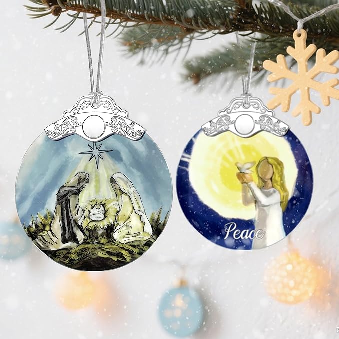 Stained Glass Nativity Ornament, Religious Christmas Ornaments, Christmas Decorations for Tree, Holiday Ornament, Christian Gifts, Religious Gifts, Gift Ideas & Xmas Gift