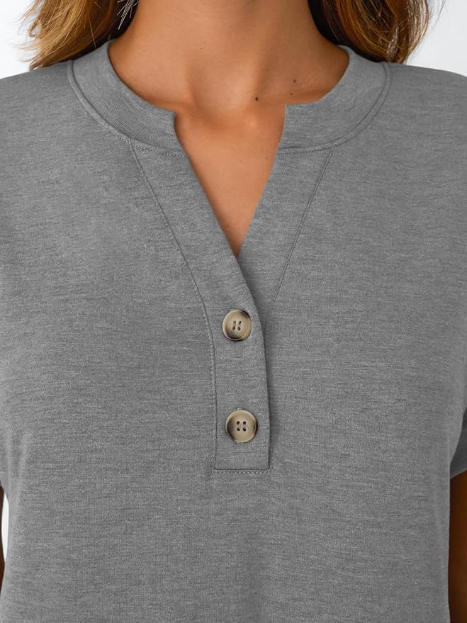 AUTOMET Women's Short Sleeve Shirts Henley Dressy Casual Summer Tops 2026 Spring Fashion Trendy Cute T-Shirts