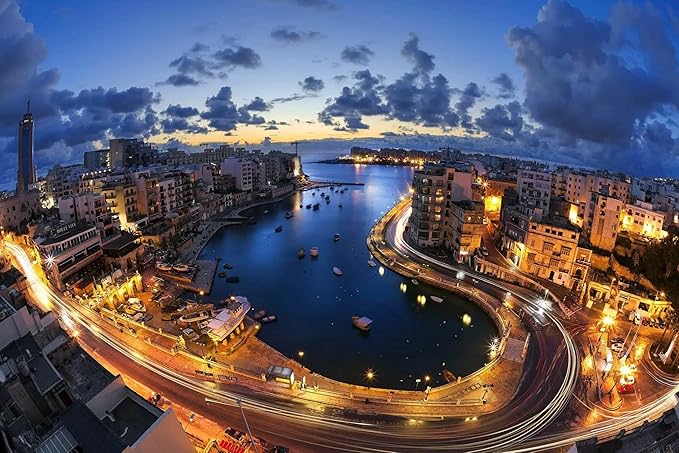 Mediterranean Island of Malta Sliema Puzzles Art 500 Pieces Jigsaw Puzzles,DIY Puzzles Educational Brain Challenge Games Large Family Puzzle Game Toys for Adults Kids Gifts