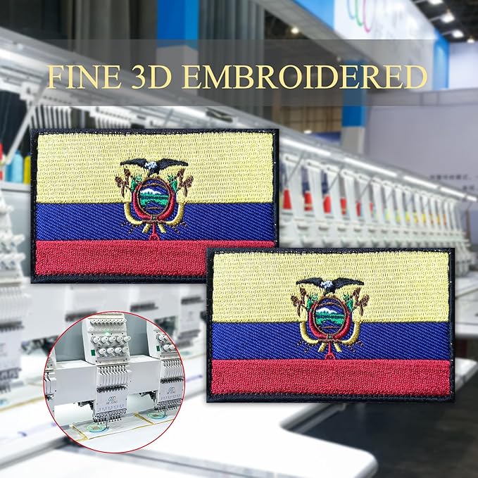 EmWoot 2PCS Ecuador Flag Patch Embroidered Morale Patch Military Tactical Patches Hook and Loop