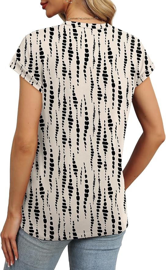 WEESO Womens Summer Tops Trendy 2026 Cap Sleeve T Shirts Crew Neck Pleated Front Beach Vacation Clothes Fashion