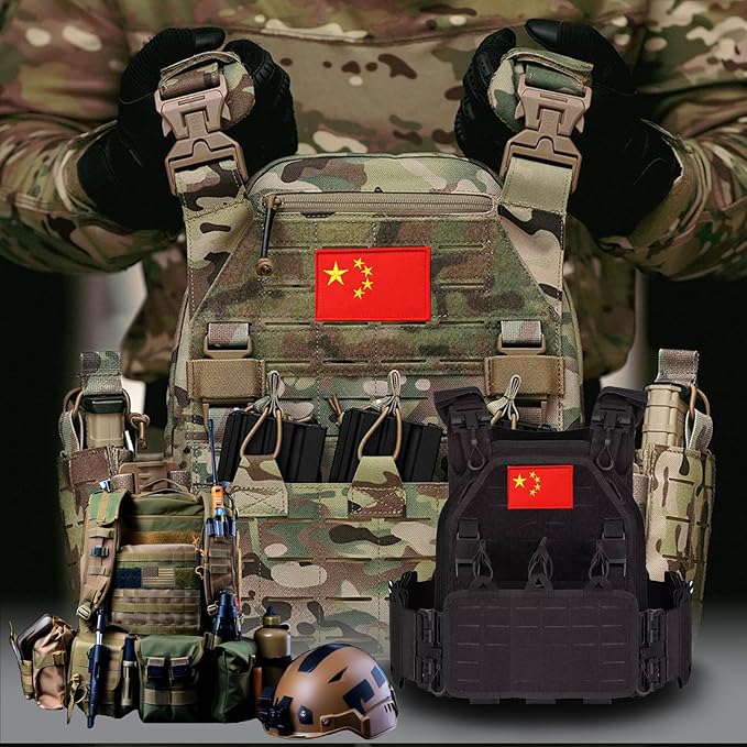 EmWoot 2PCS China Flag Patch Embroidered Morale Patch Military Tactical Patches Hook and Loop