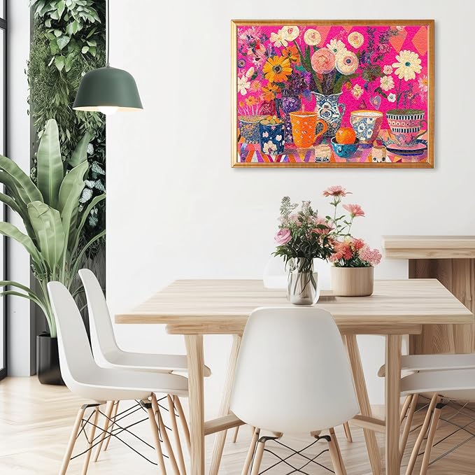 Naturelish Puzzles for Adults 1000 Pieces - Flowers Art: Difficult Challenging Unique Jigsaw Puzzle for Adults, Gift for Women, 6-Color-Zone on Back Puzzles