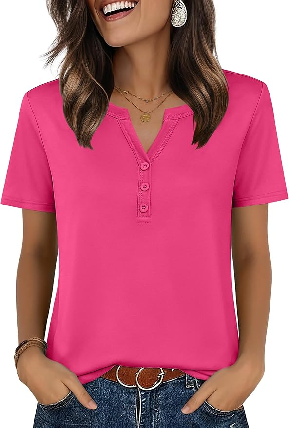 Zeagoo Womens Summer Tops V Neck Short Sleeve Shirts Dressy Casual Blouse Spring Vacation Tshirts Clothes