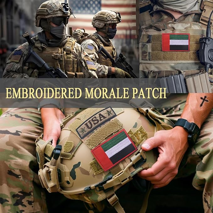 EmWoot 2PCS Arab Emirates Flag Patch Embroidered Morale Patch Military Tactical Patches Hook and Loop