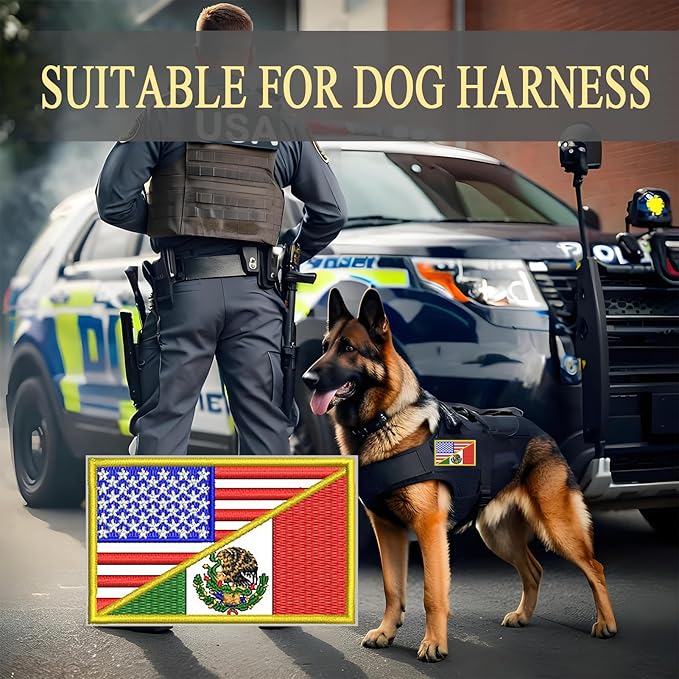 EmWoot 2PCS American Mexican Flag Patch Embroidered Morale Patch Military Tactical Patches Hook and Loop Applique Fastener