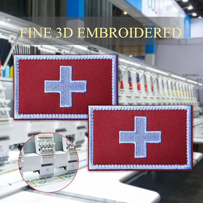 EmWoot 2PCS Swiss Flag Patch Embroidered Morale Patch Military Tactical Patches Hook and Loop(01)