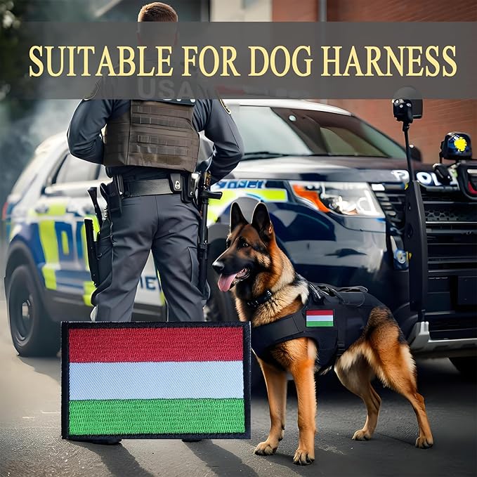 EmWoot 2PCS Hungary Flag Patch Embroidered Morale Patch Military Tactical Patches Hook and Loop