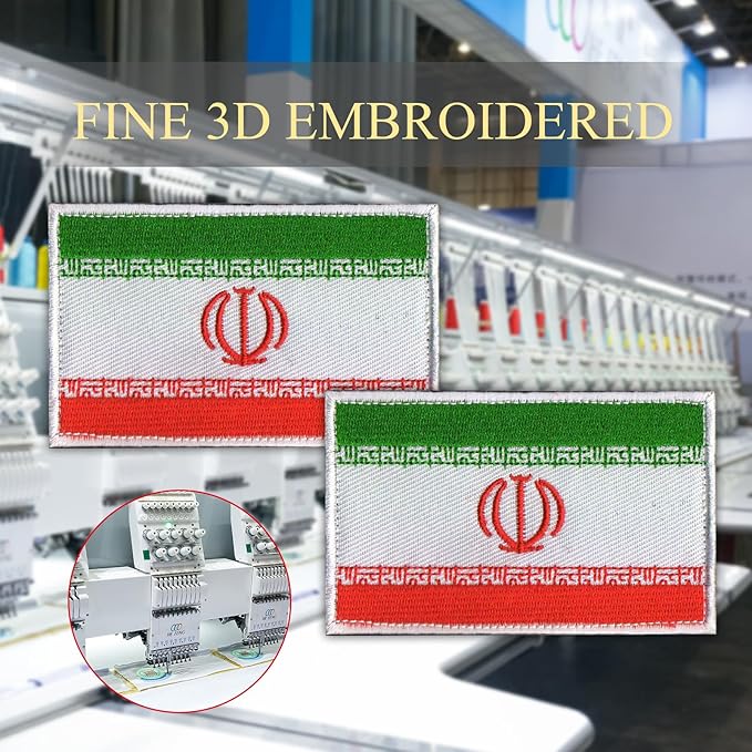 EmWoot 2PCS Iran Flag Patch Embroidered Morale Patch Military Tactical Patches Hook and Loop