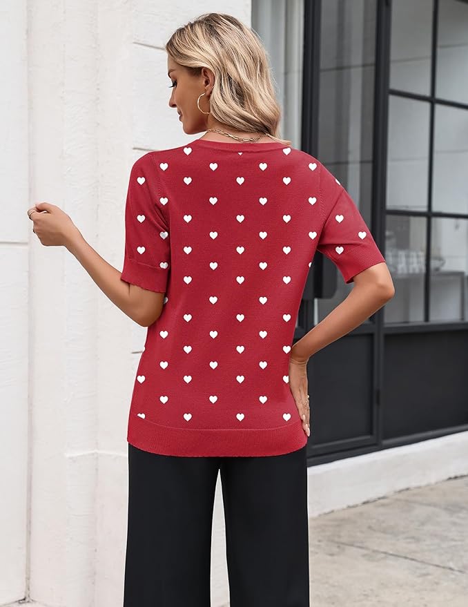 Zeagoo Women's Short Sleeve Sweater 2026 Spring Summer Tops Lightweight Casual V Neck Sweaters Dressy Work Blouses Clothes