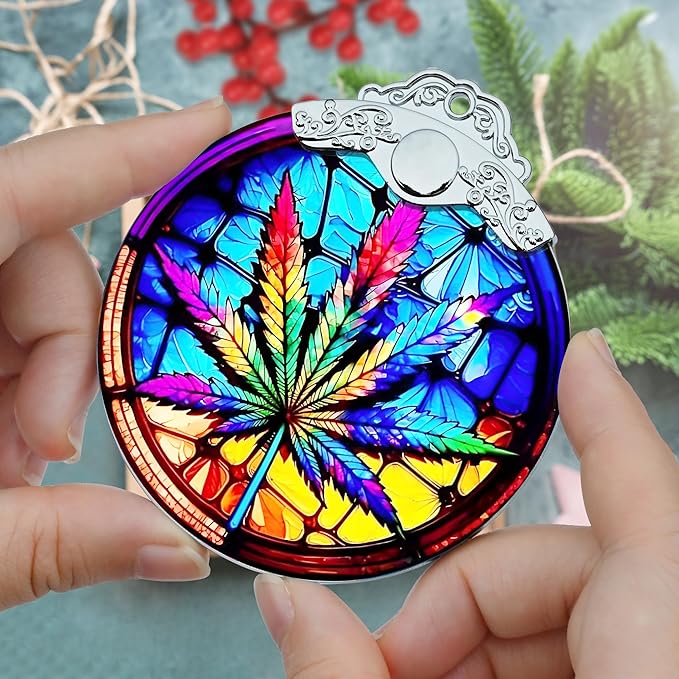 Jocidea Maple Leaf Ornament Glass Hanging Ornament for Christmas, Thanksgiving, Birthday, Holiday Decorations and Xmas Gifts Ideas
