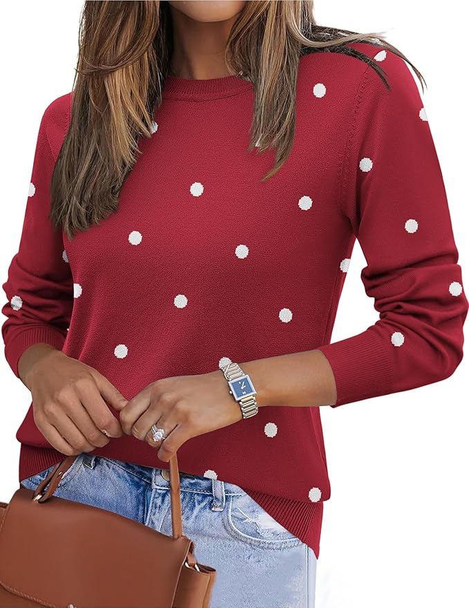 Zeagoo Womens 2026 Fall Sweaters Long Sleeve Tops Classic Crew Neck Pullover Sweaters Loose Dressy Casual Basic Clothes