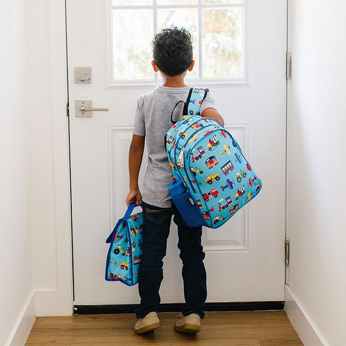 Wildkin 15-inch Kids Backpack – Durable, Padded, Adjustable for School & Travel - Trains, Planes, and Trucks