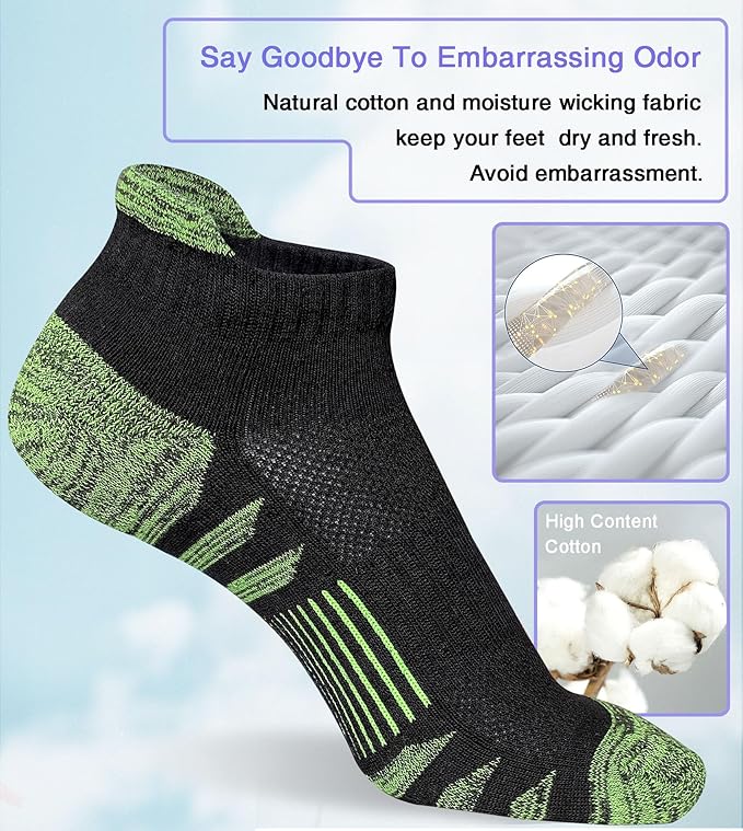 Heyoboy Womens Ankle Anti-blister Thick Cushioned Wicking Odor Resist Athletic Running Socks 5 Pairs