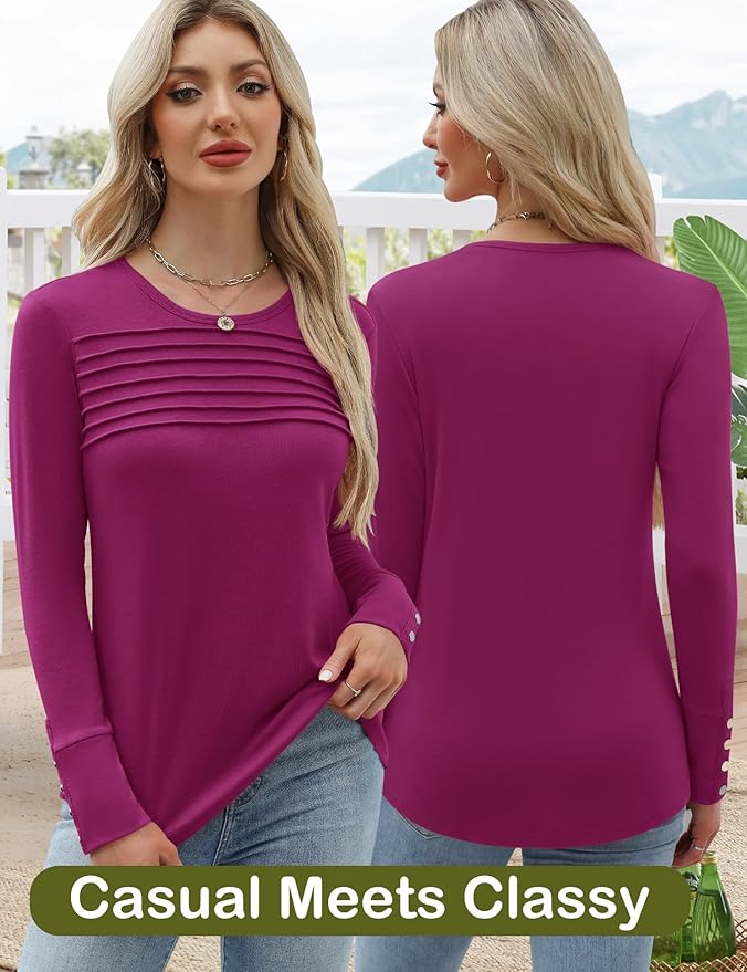 Blouses for Women Dressy Casual Long Sleeve Fall Fashion Tops Trendy Outfits for Work Office Shirts Thicker Clothes