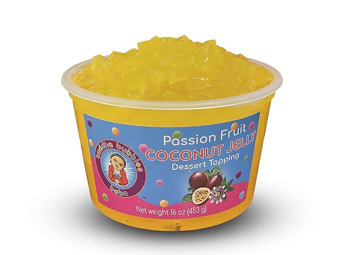Premium Coconut Jelly Dessert Topping by Buddha Bubbles Boba (Passion Fruit Jelly)