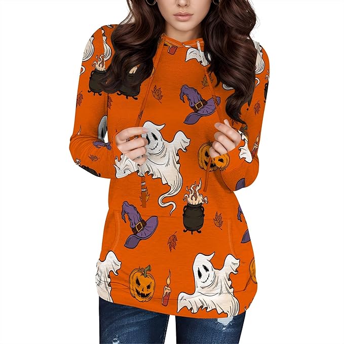 domirica Halloween Womens Pullover Sweatshirts Trendy Drawstring Fall Sweatshirt Halloween Best Gift For Wife And Daughter