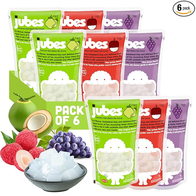 JUBES Nata De Coco (Assorted Combo), 12.7 Ounce (Pack of 6) - Set of 2