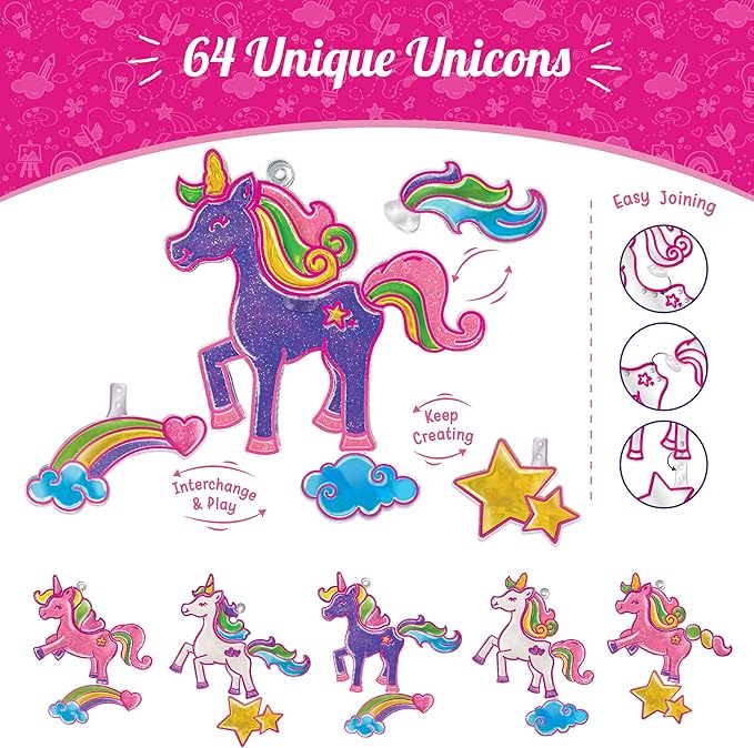 Imagimake Window Art Unicorn | Stained Glass Kit | Unicorn Girls Toys Age 6-8 | 6 Year Old Girl Birthday Gift | Art and Crafts for Girls 8-12 | DIY Suncatcher Kit for 5,6,7,8,9,10,11,12 Year Old Kids