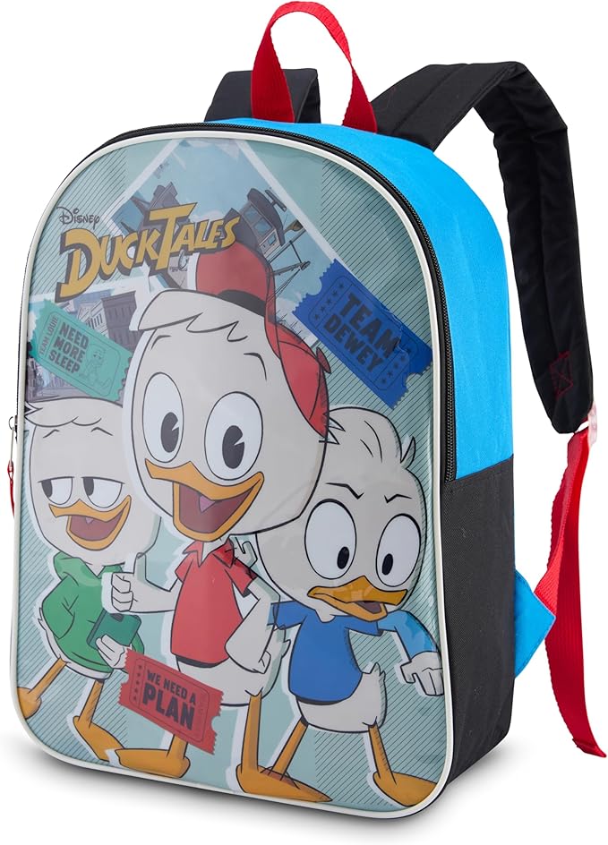 Disney Ducktales Big Face Backpack for Kids - Cute & Durable Kids Backpack for Boys with Padded Straps & Zip Compartment - Ideal Toddler Bookbag for School & Travel - 15”