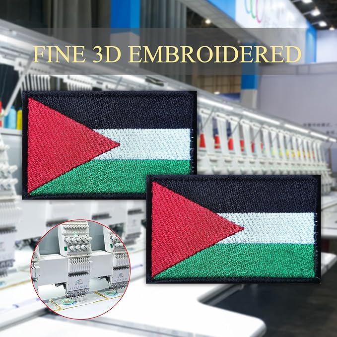 EmWoot 2PCS Palestine Flag Patch Embroidered Morale Patch Military Tactical Patches Hook and Loop