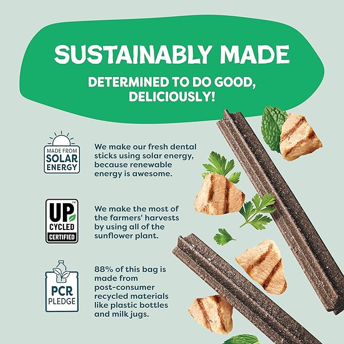 Shameless Pets Chicken & Mint Dental Chews for Dogs, 32 Chews - Natural Dog Teeth Cleaning Treats with Fresh Breath Benefits | Grain-Free Dental Sticks for Small, Medium & Large Dogs