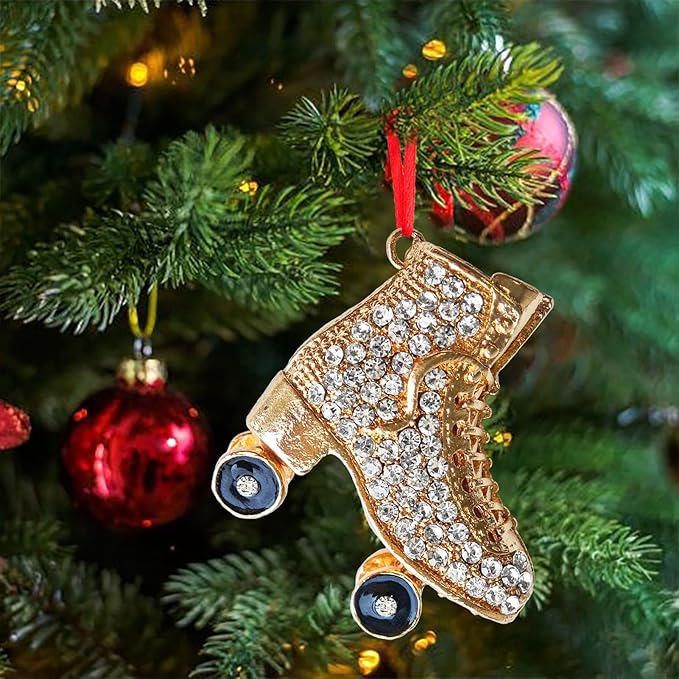 Ushinemi Roller Skate Ornaments for Christmas Tree, Hanging Roller Skating Ornament Xmas Tree Decor, Sparkles Keepsake Gifts for Mom Grandma Women Girls Sisters