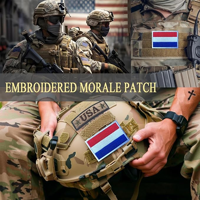 EmWoot 2PCS Netherlands Flag Patch Embroidered Morale Patch Military Tactical Patches Hook and Loop