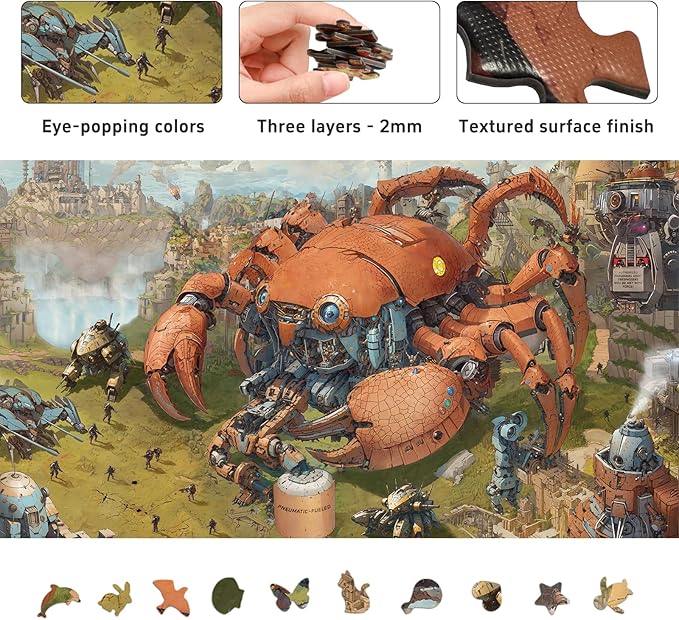 Puzzles for Adults 1000 Pieces: Steampunk Art Puzzle, Brain Challenging Unique Shaped Jigsaw Puzzle for Game Night, Family, Friends, Size 26.6 x 19.2