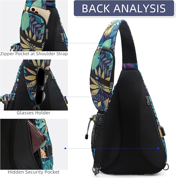 TurnWay Water-Proof Sling bag/Crossbody Backpack/Shoulder Bag with USB Charging Port for Travel, Hiking, Cycling, Camping