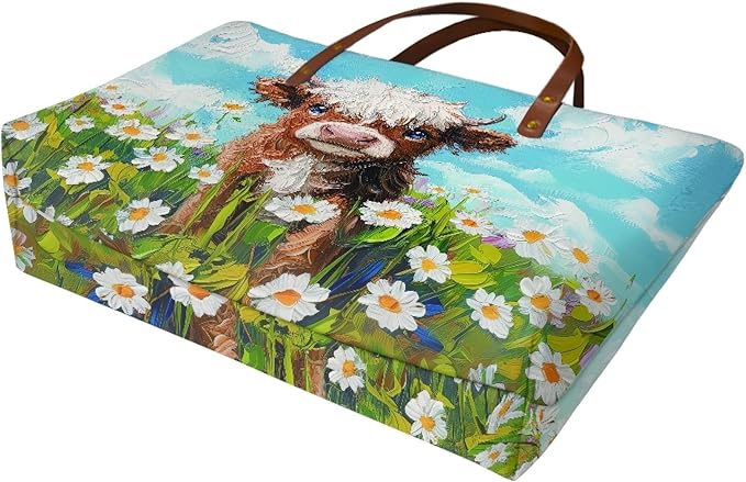 Womens Zip Up Tote Handbag Daisy Print Large Capacity Tote Purse Handbag Big Tote Bag Purse For Work Laptop