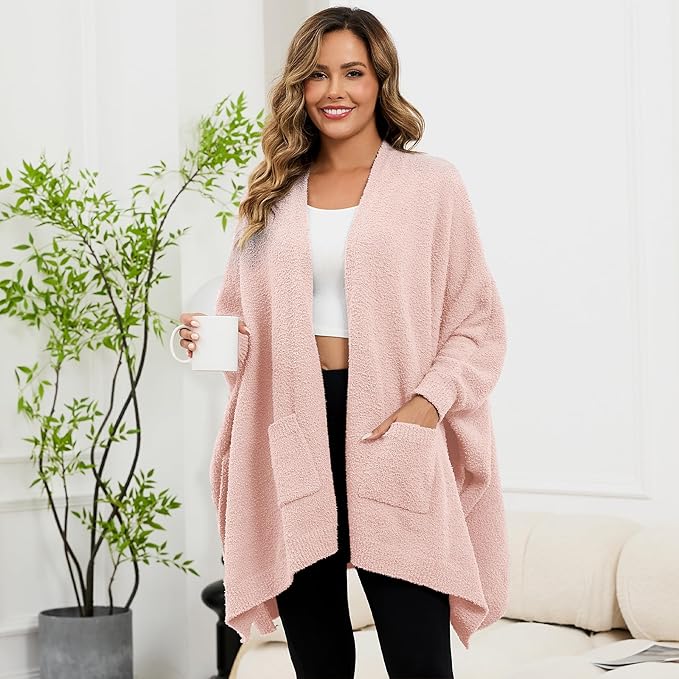 Wearable Blanket Sherpa Poncho Unique Office Work Warm Cozy Shawl TV Throw Blankets, Plush Cape Wrap for Adults