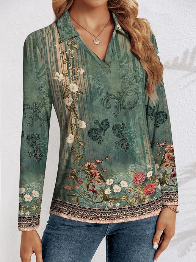 3/4 Length Sleeve Womens Tops Dressy Casual V Neck Polo Shirts Business Work Blouses 2025 Trendy Tunic Top