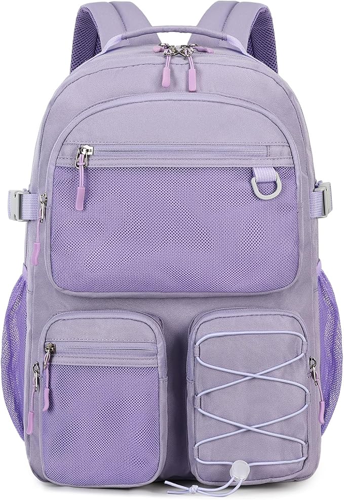 Lohol Water Resistant Backpack with Mulitiple Pockets for Travel Outdoor College, 15.6 inch Laptop Bookbag for Girl and Women (Purple)
