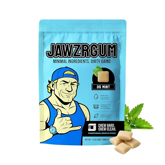 Jawzrsize OG Mastic Gum Organic - Mint Natural Mastic Chewing Gum, Sugar-Free Jawline exerciser, Strengthening Formula with NAHA, Plant-Based Oral Health Support & Organic Mastic Gum, 1.2 oz Jawline Gum