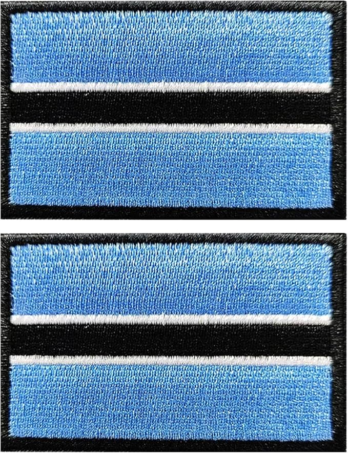 EmWoot 2PCS Botswana Flag Patch Embroidered Morale Patch Military Tactical Patches Hook and Loop Applique Fastener