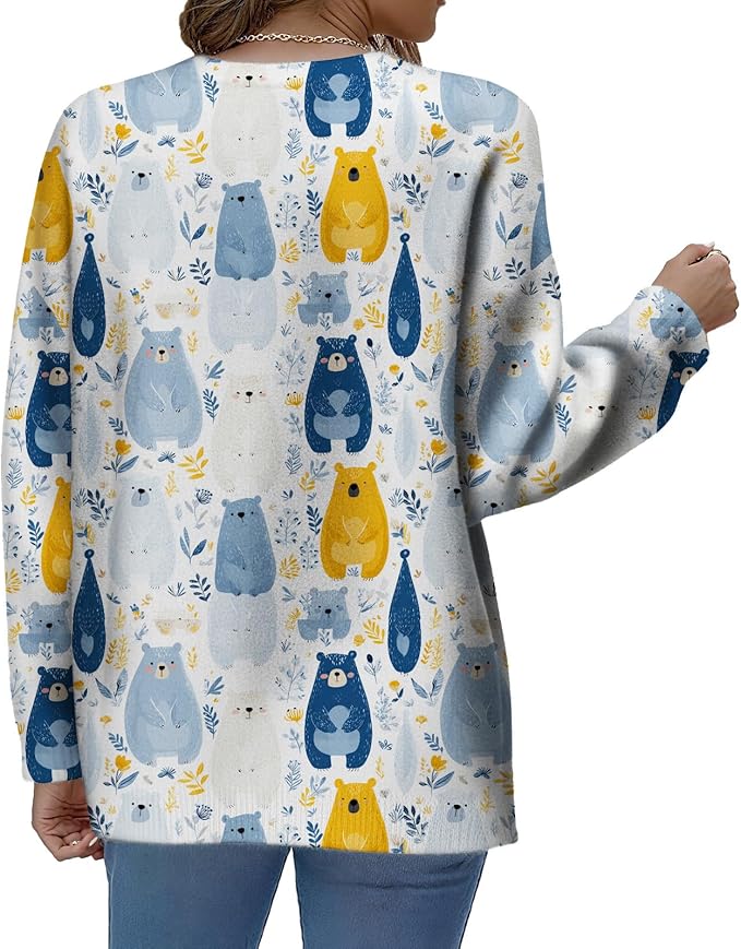 LIZALIG Women's Fall Christmas Snowman Sweater Long Sleeve Crewneck Pullover Festive Holiday Winter Outfit for Parties