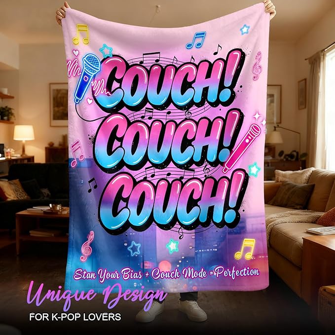 Kpop Couch! Couch! Couch! Gifts Blanket - Ultra-Soft Plush Throw Blanket for Adult, Teen Girls, Music Gifts for Women Friends K-Pop Lovers Merch Stuff, Christmas Birthday Gifts (Pink, 80''x60'')