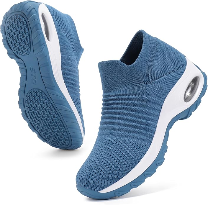HKR Women's Walking Shoes Arch Support Non Slip Work Shoes Breathable Knit Upper Lightweight for Plantar Fasciitis