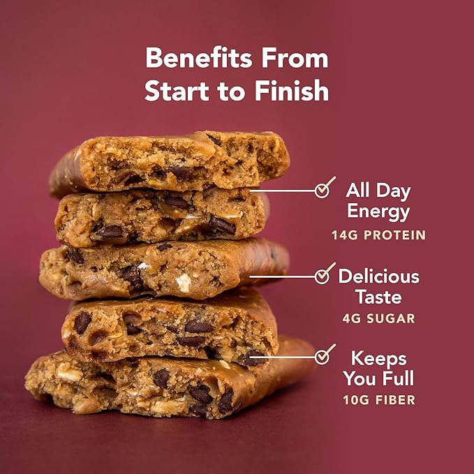 ALOHA Organic Plant Based Protein Bars - Oatmeal Chocolate Chip - 12 Count, 1.9oz Bars - Vegan Snacks, Low Sugar, Gluten-Free, Low Carb, Paleo, Non-GMO, Stevia-Free, No Sugar Alcohols