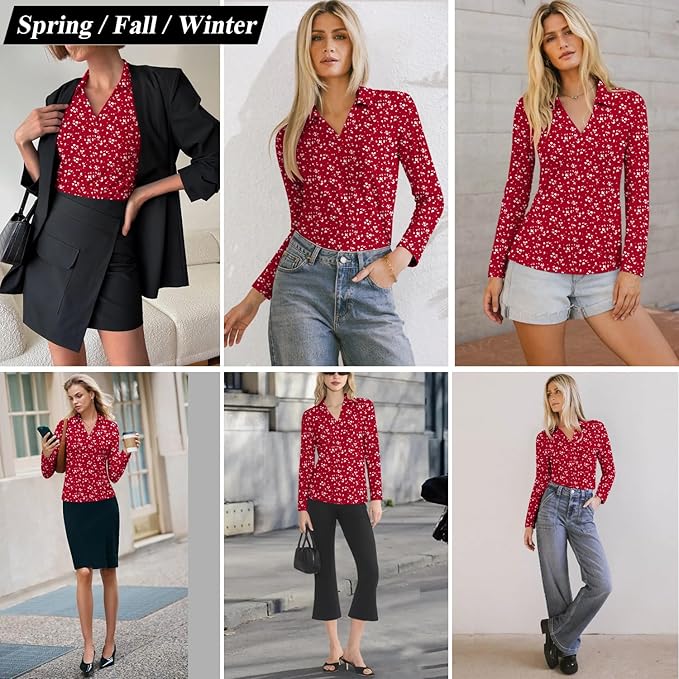 3/4 Length Sleeve Womens Tops Dressy Casual V Neck Polo Shirts Business Work Blouses 2025 Trendy Tunic Top
