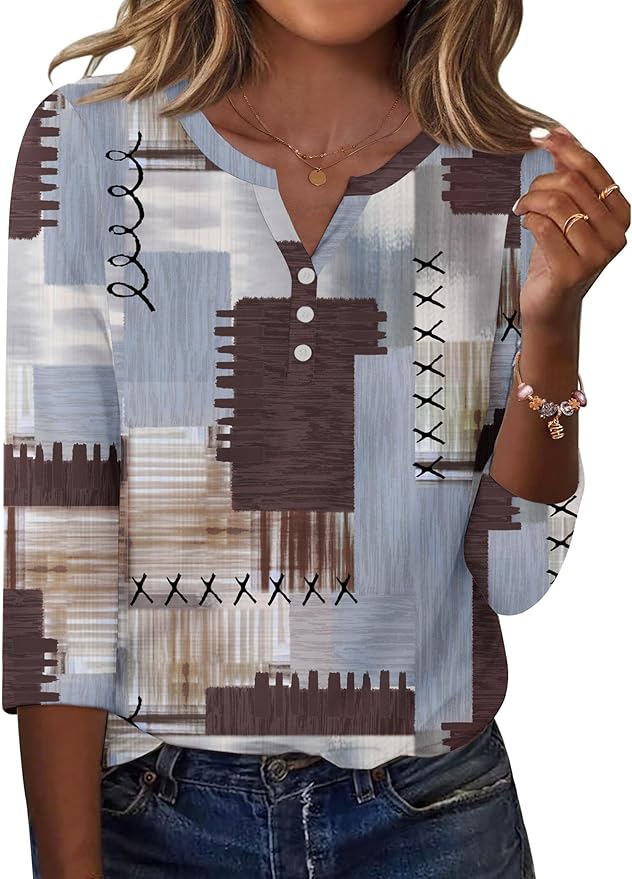 Zeagoo 3/4 Length Sleeve Womens Tops Casual Dressy Summer Blouses Buisness Work Spring Tee Shirts