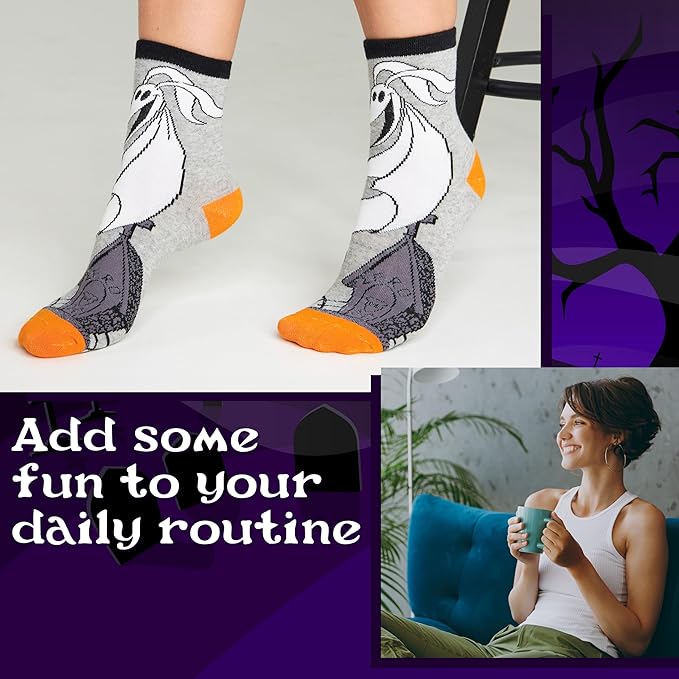 Disney Socks for Women and Teens, Pack of 5 or 6, US Size 4‑9, Soft and Breathable Novelty Socks Cozy Gifts for Women