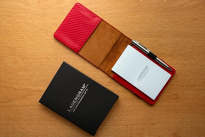 LaserGram Mini Padfolio with Notepad and Pen, CNA Certified Nurse Assistant, Personalized Engraving Included (Carbon Fiber Red)