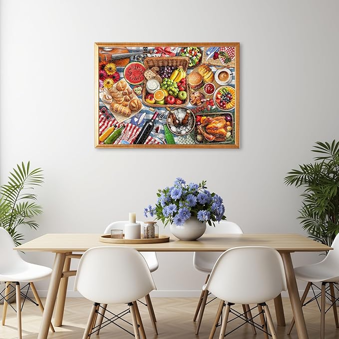 Naturelish Spring Picnic Food Jigsaw Puzzles for Adults 1000 Pieces, Difficult Puzzles Perfect for Game Night, Great Gift Idea, Size 26.65 x 19.25 in