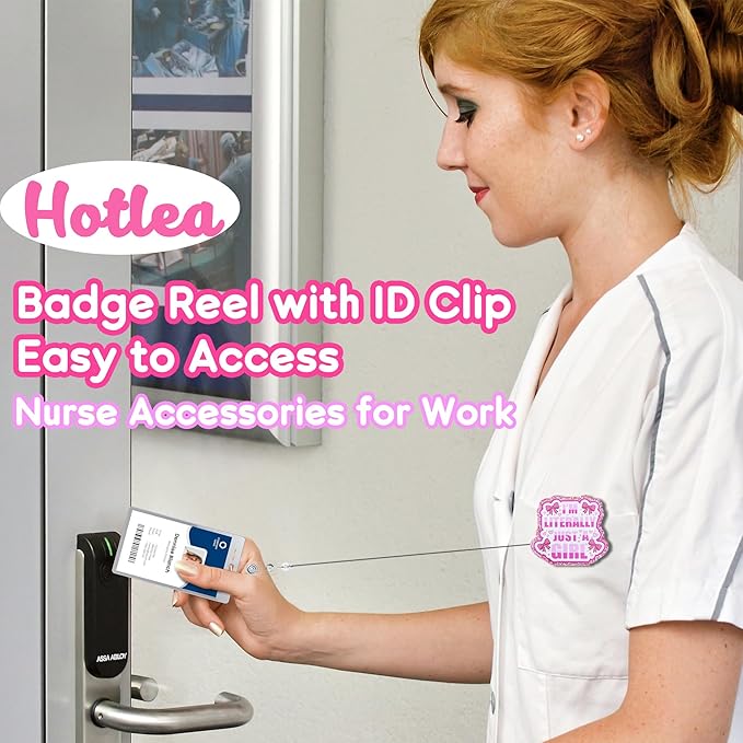 Im Literally Just a Girl Badge Reel with Alligator Clip Funny ID Badge Holders Cute RN LPN CNA MA PCT Badge Buddy Nursing Medical Students Nurse Accessories for Work