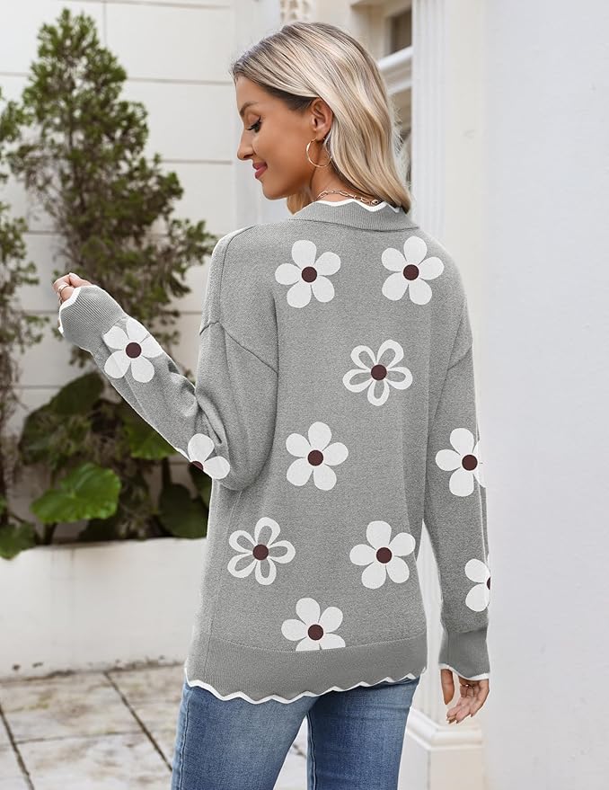 Zeagoo Women's 2026 Fall V Neck Sweater Casual Long Sleeve Lightweight Ribbed Knit Pullover Sweaters Dressy Casual Tops